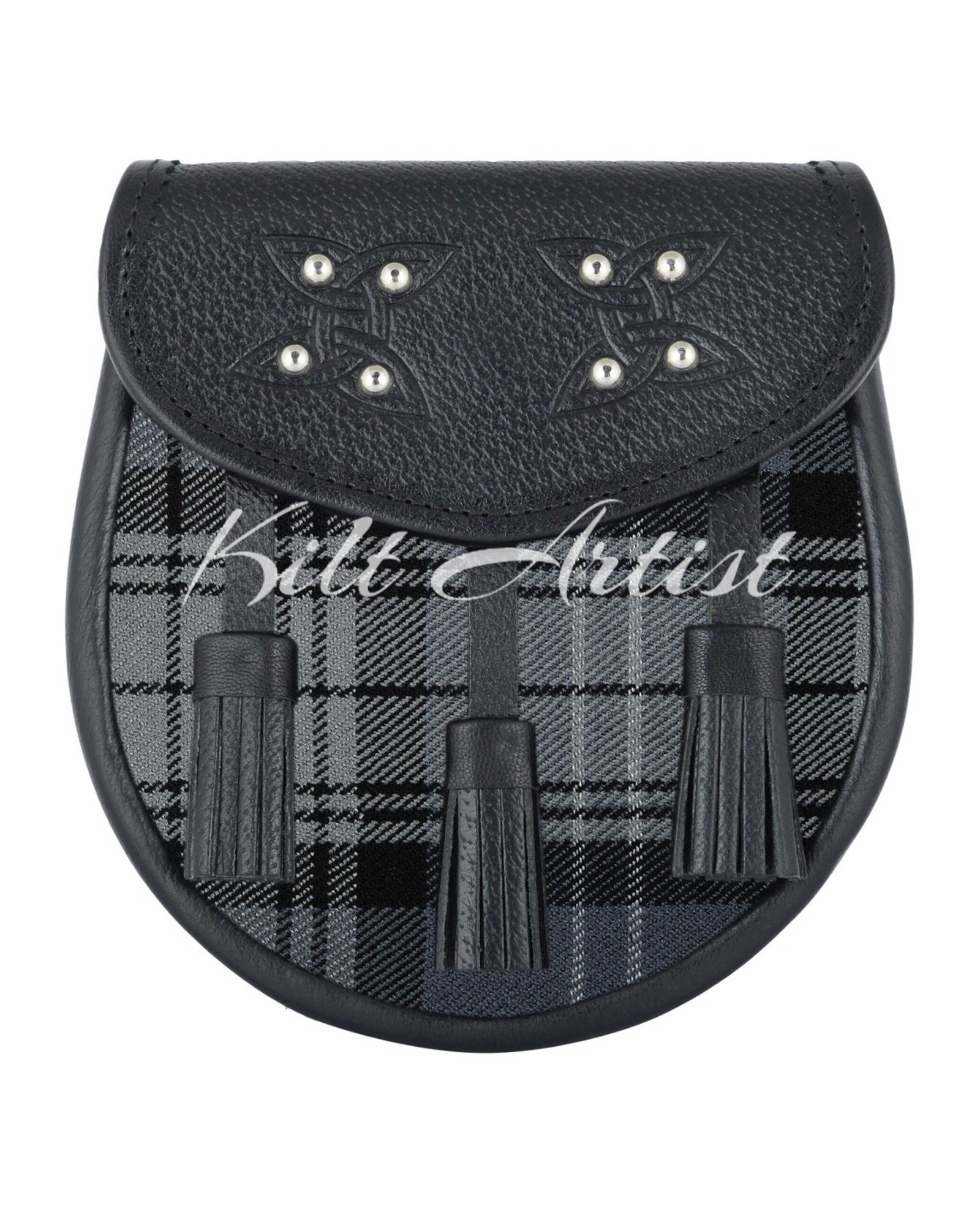 Men's Scottish Hamilton Grey Tartan Sporran
