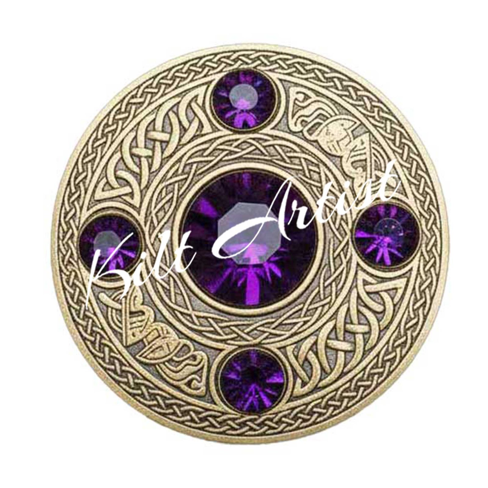 Scottish Fly plaid Brooch Pin Purple Crystal