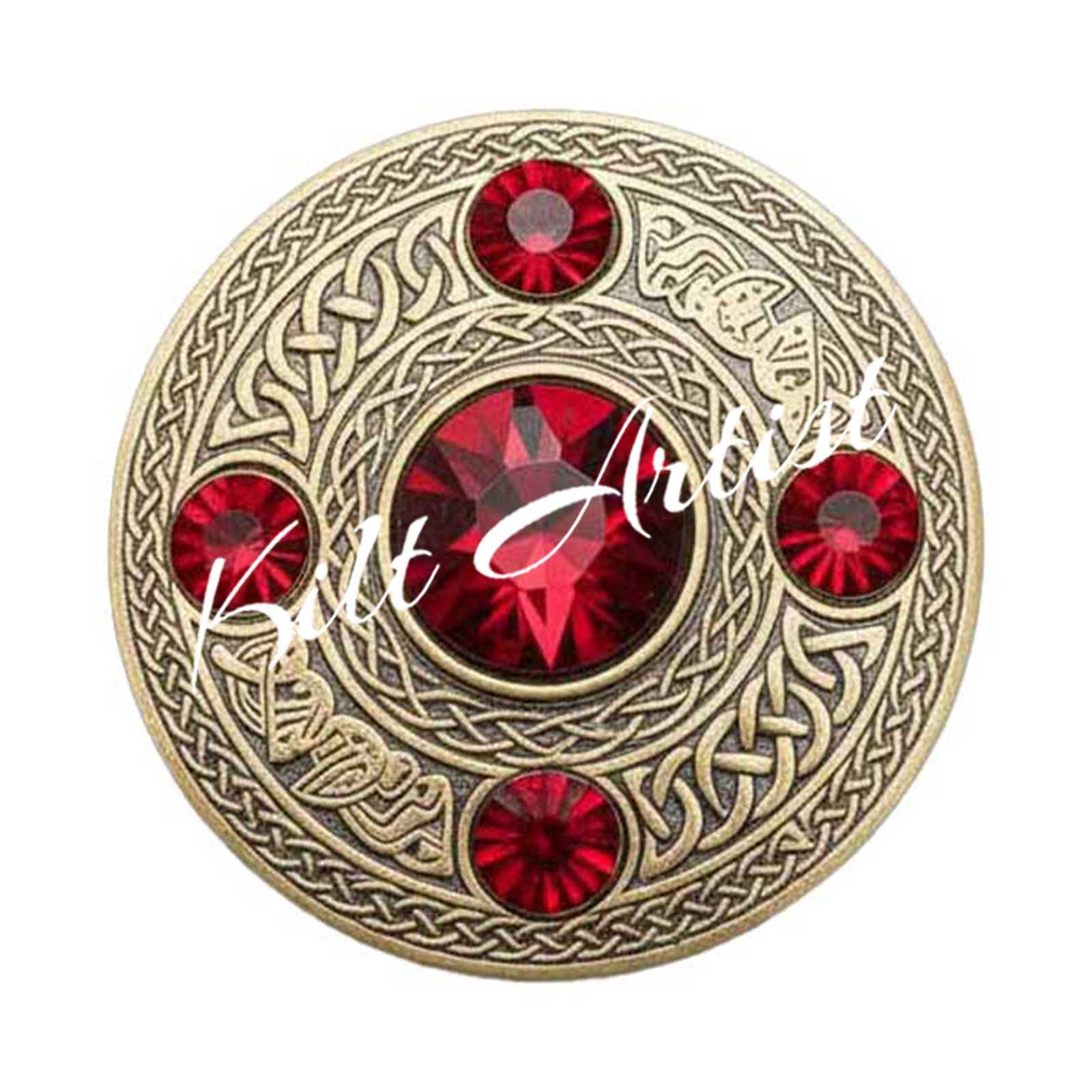 Scottish Fly plaid Brooch Pin Red Crystal