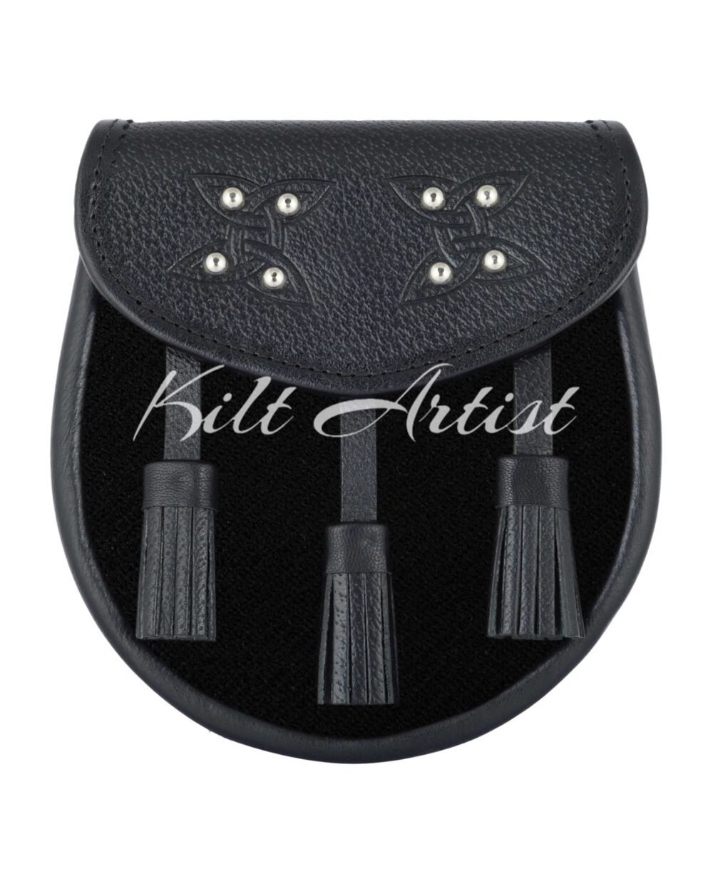 Men's Scottish Solid Black Tartan Sporran