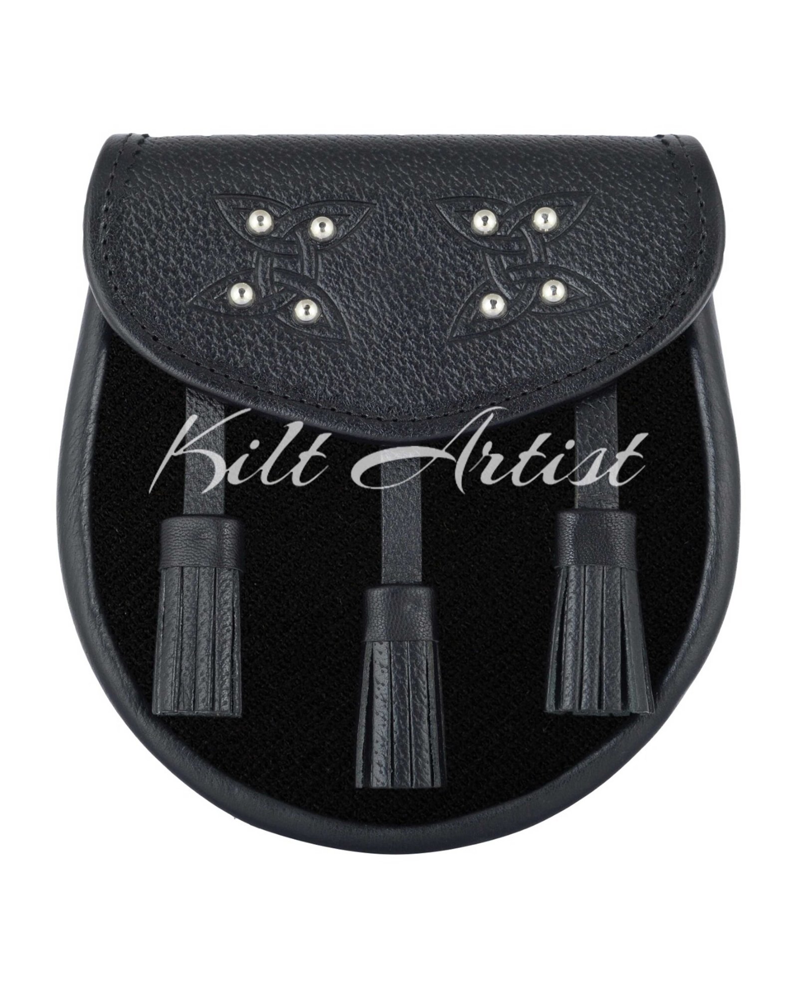 Men's Scottish Solid Black Tartan Sporran