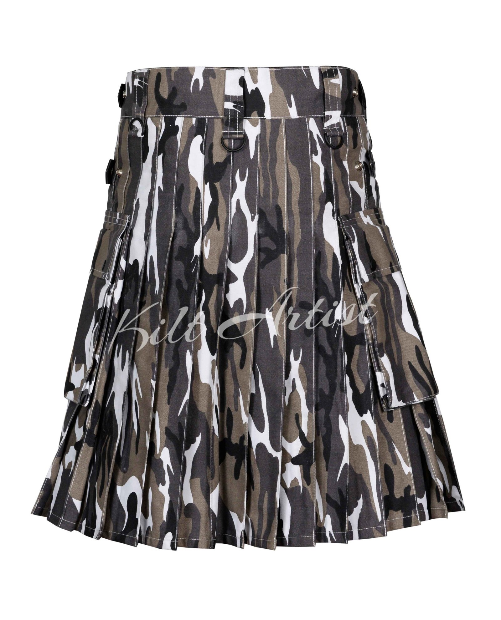 Urban Camo Cotton Utility Kilt Leather straps