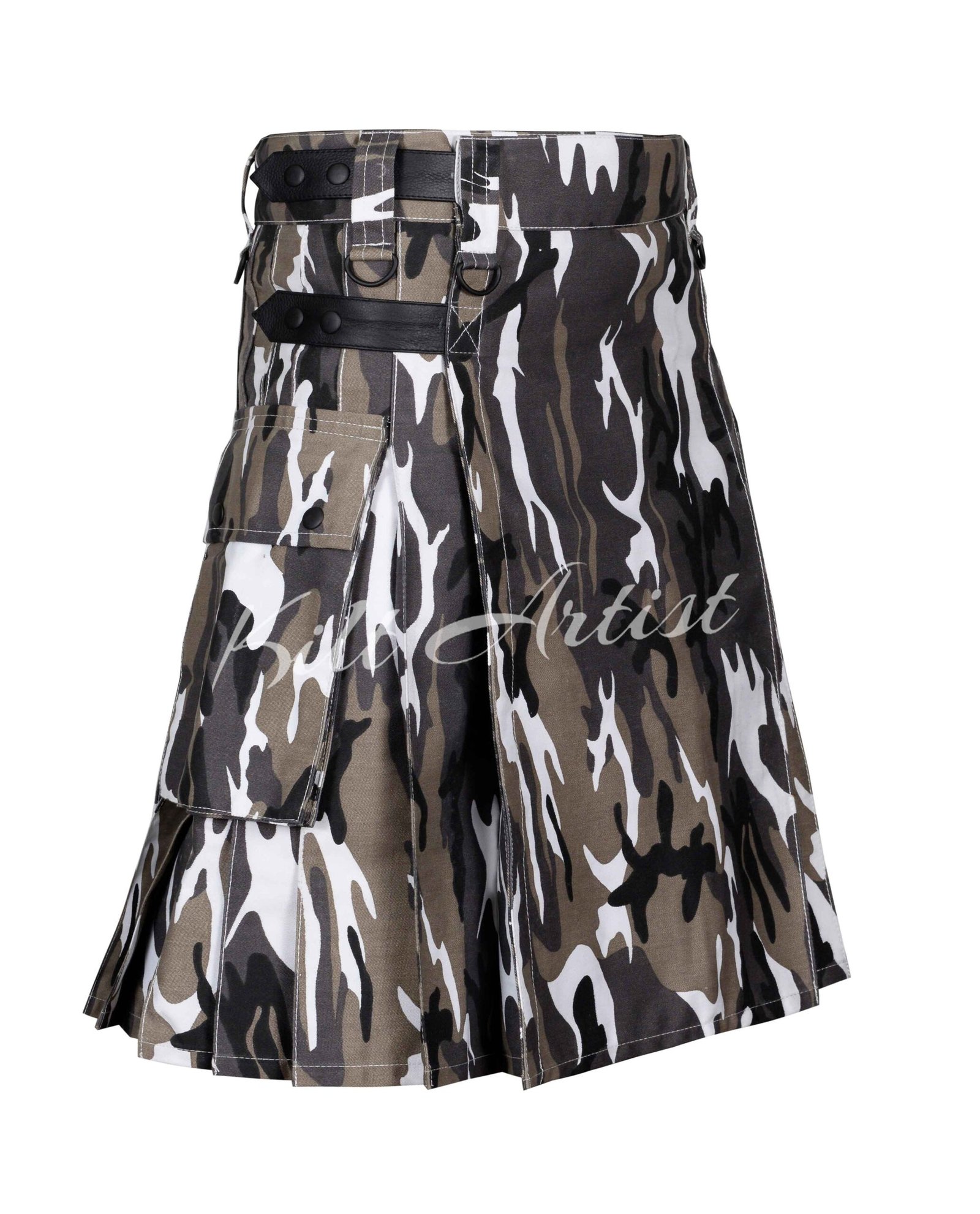 Urban Camo Cotton Utility Kilt Leather straps - Image 2