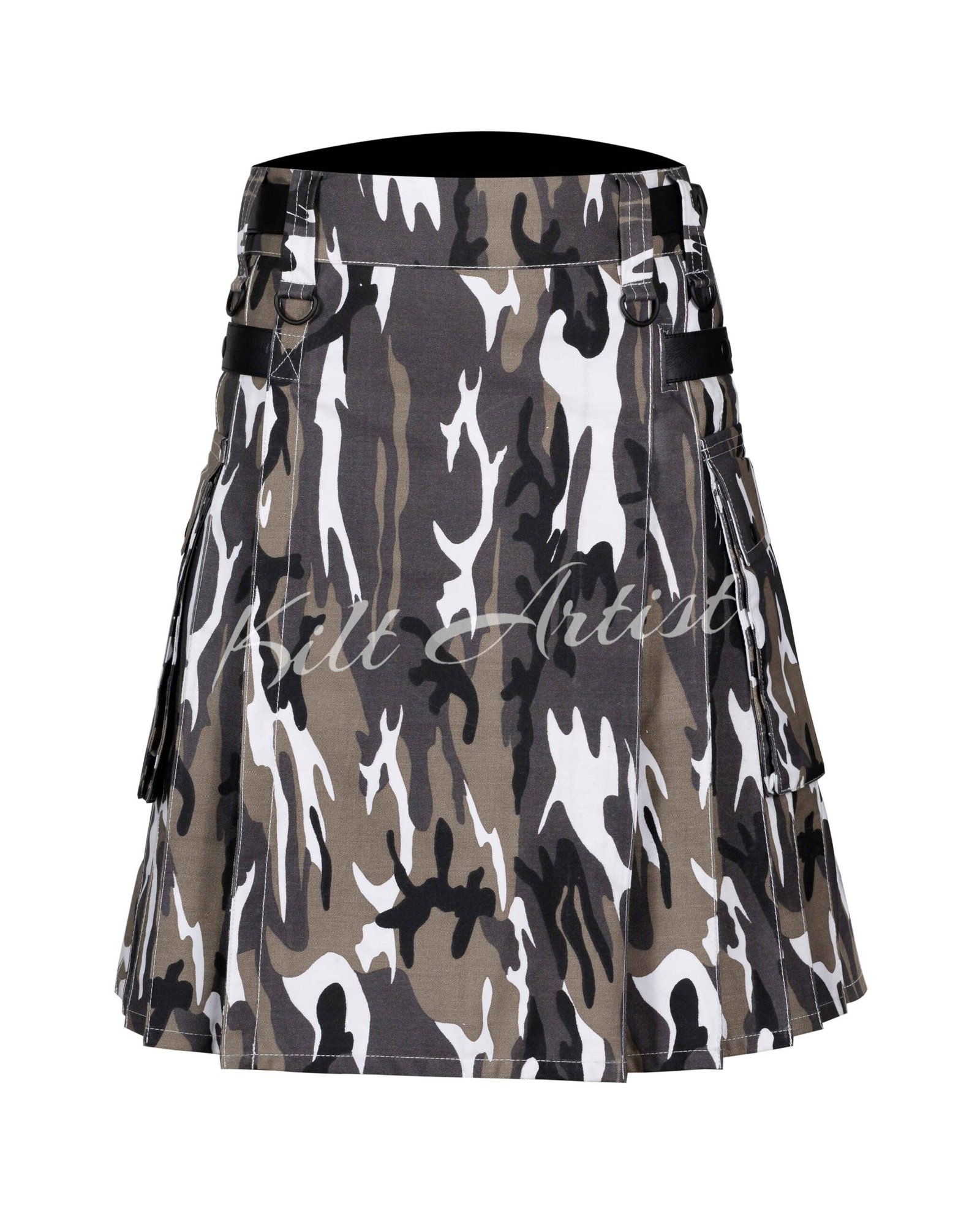 Urban Camo Cotton Utility Kilt Leather straps