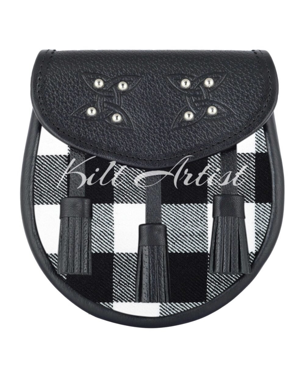 Men's Scottish White Black Rob Roy Tartan Sporran