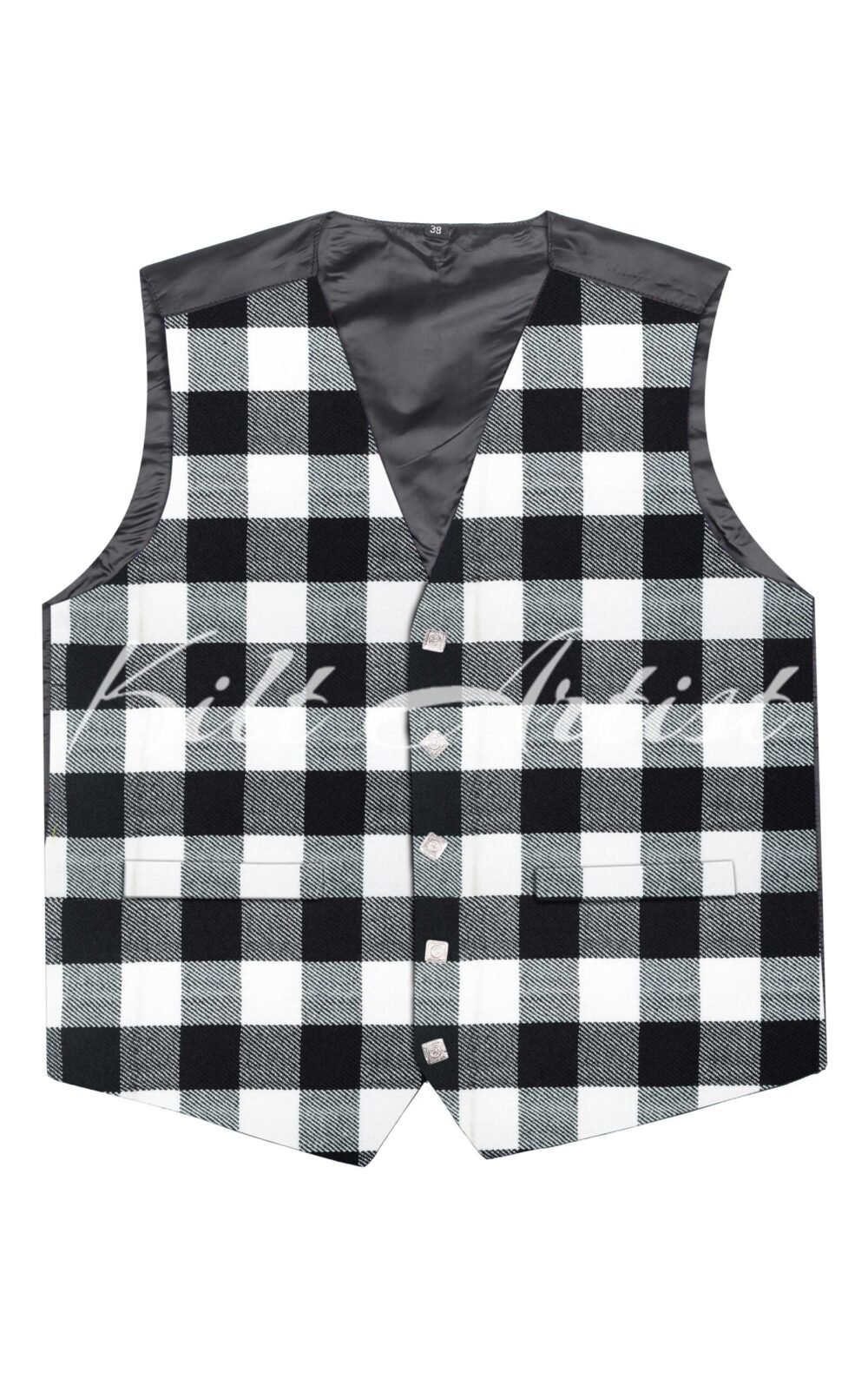 White Black rob Roy Tartan Argyll Waistcoat