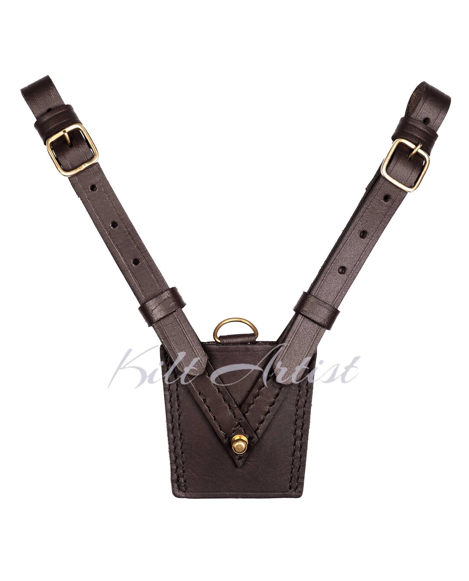 Brown With Gold Accessories Sam Browne Kilt Belt - Image 3