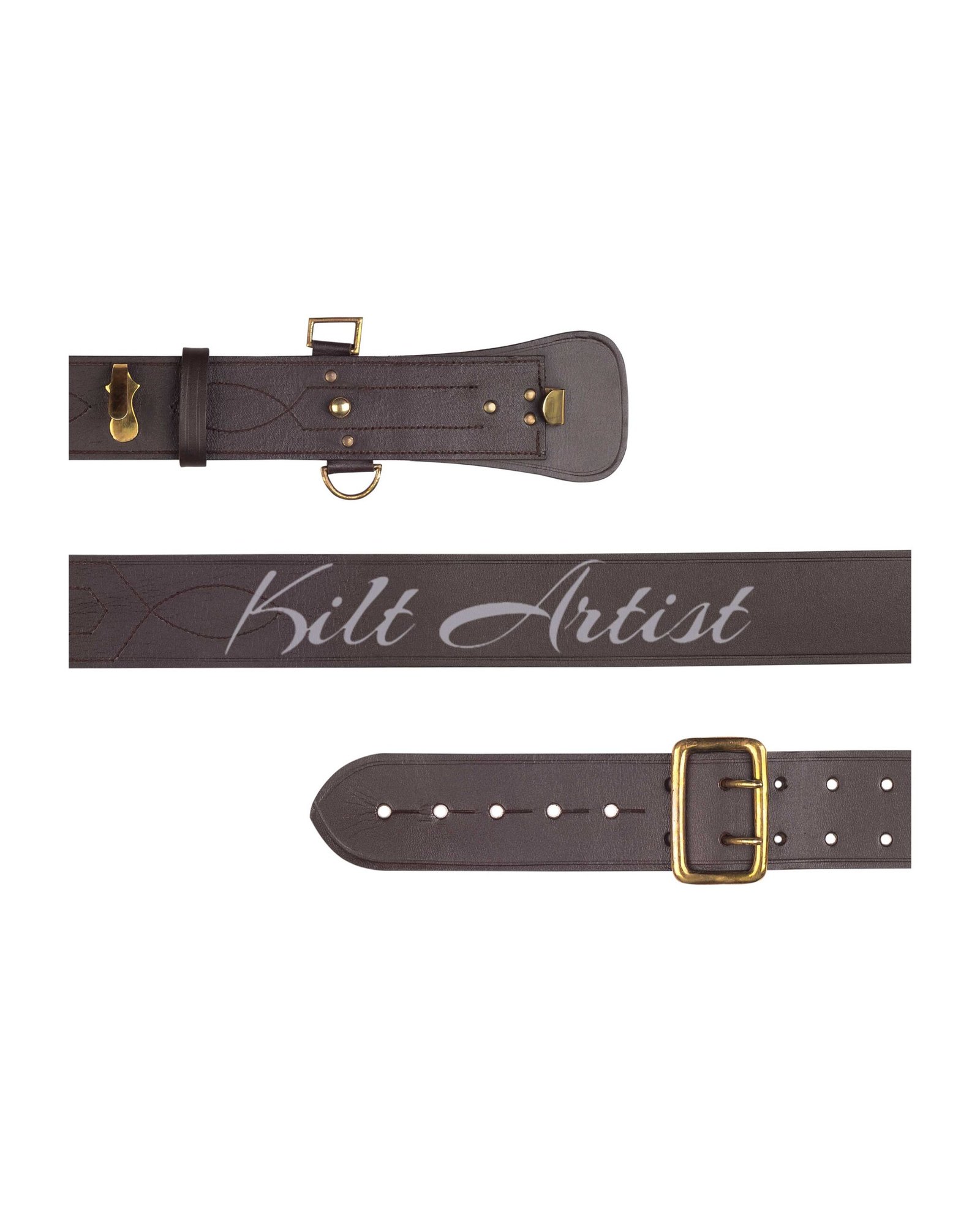 Brown With Gold Accessories Sam Browne Kilt Belt - Image 5