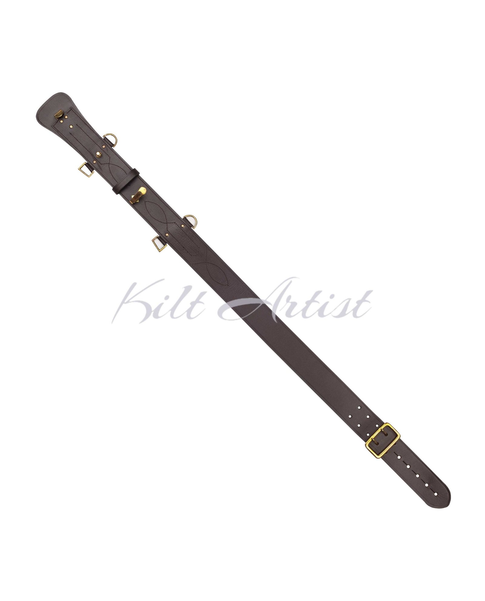 Brown With Gold Accessories Sam Browne Kilt Belt - Image 7