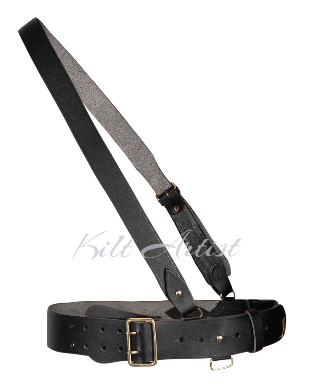 Black With Gold Accessories Sam Browne Kilt Belt