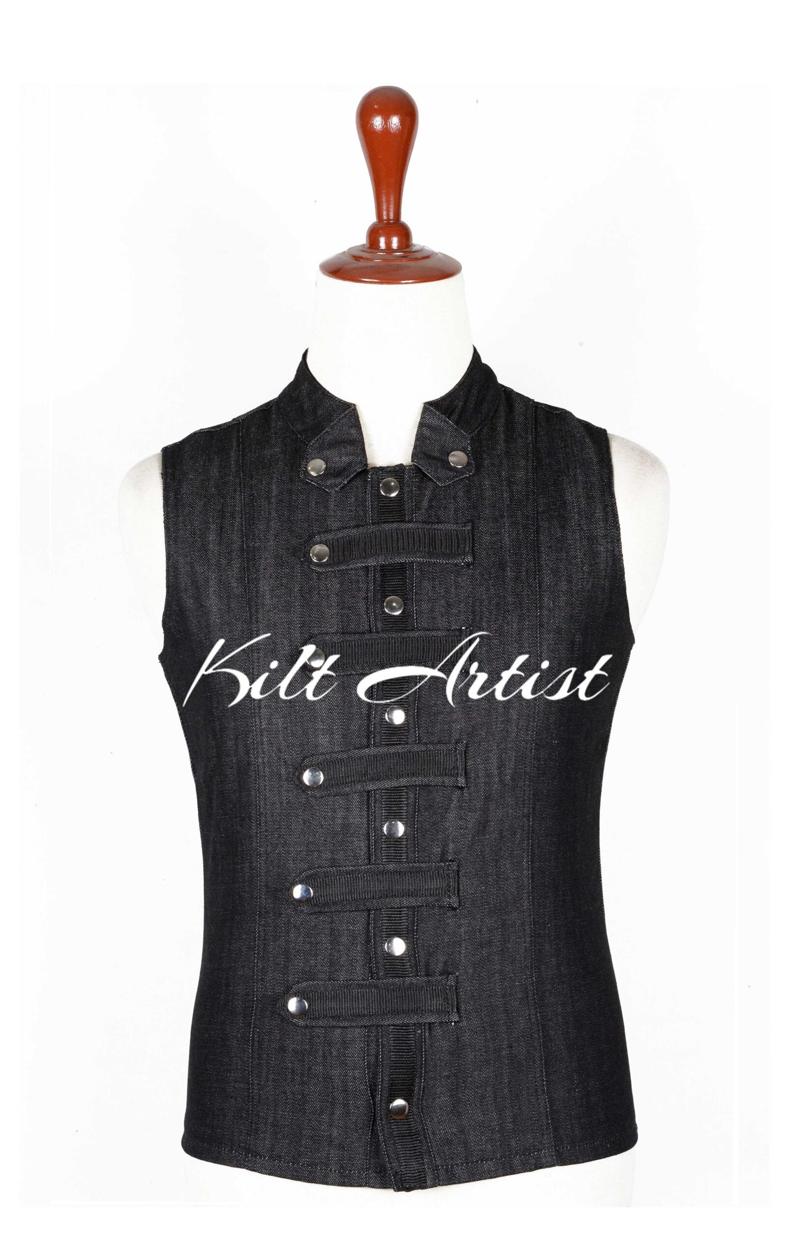 Black Denim Punk Rock Vest