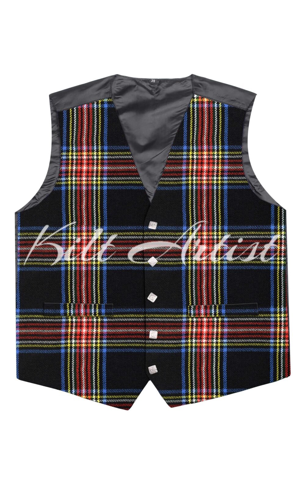 Black Stewart Tartan Argyll Waistcoat