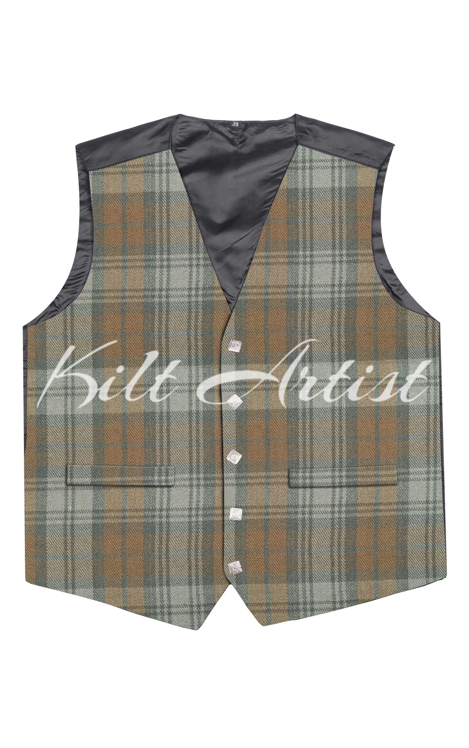 Black Watch Weathered Tartan Argyll Waistcoat