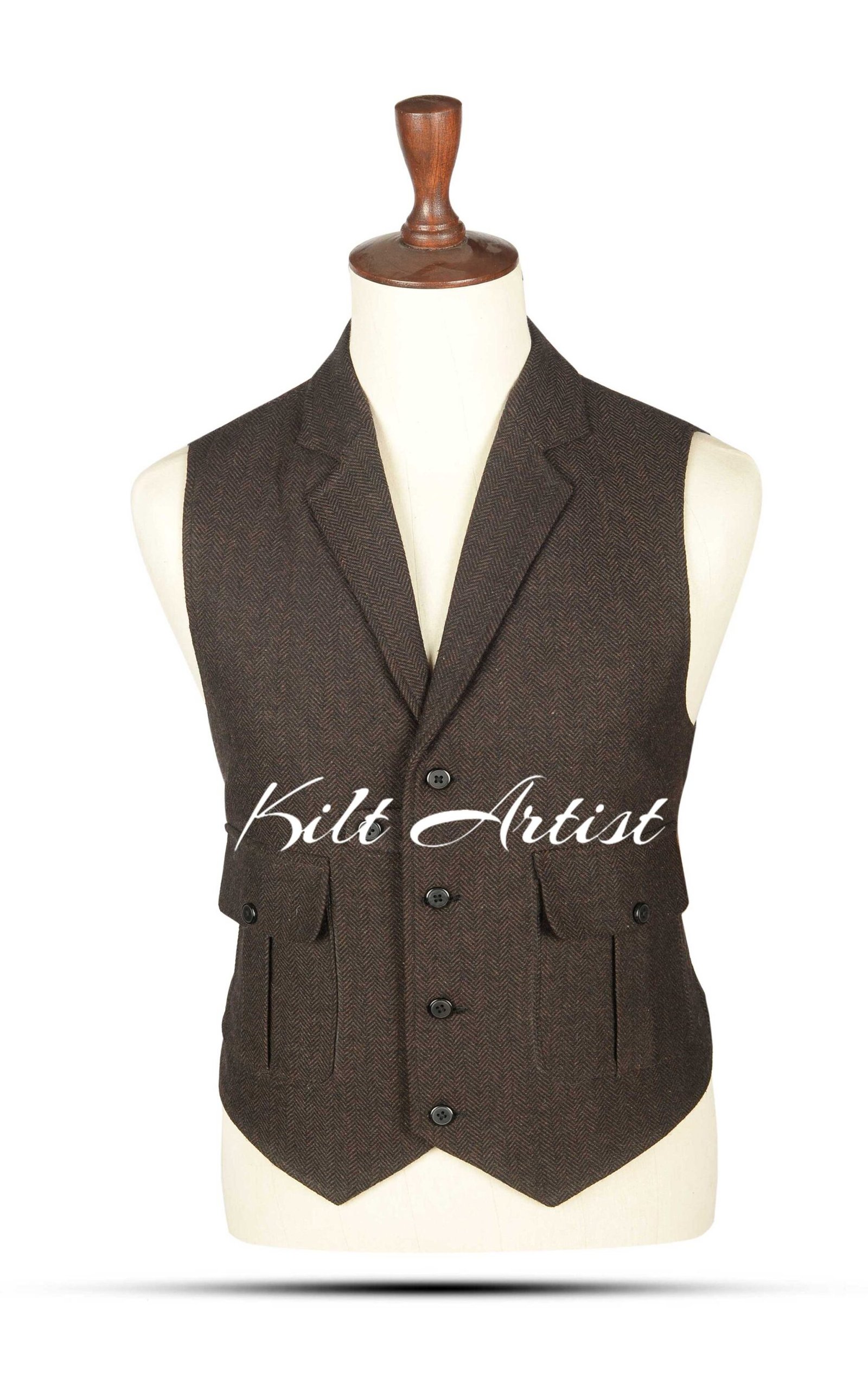 Brown Tweed Kilt Waistcoat