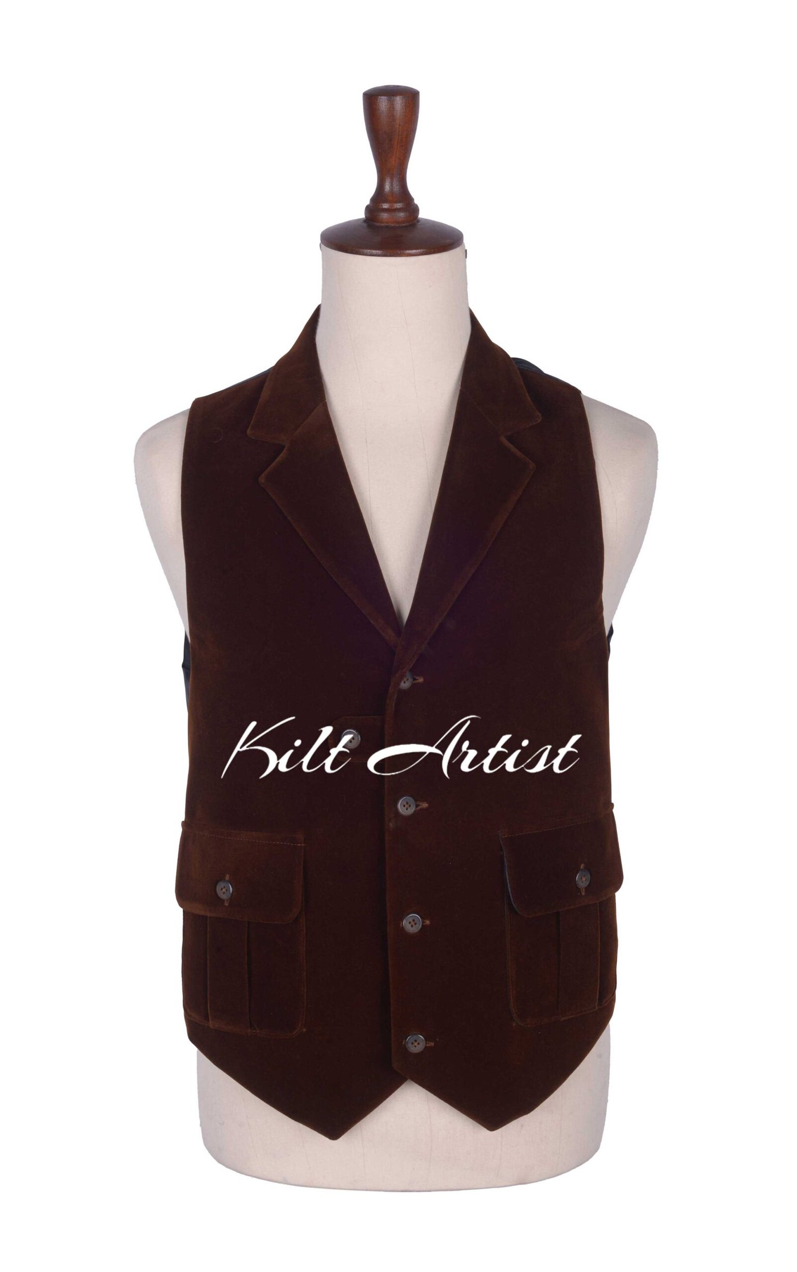 Brown Velvet Waistcoat for Men