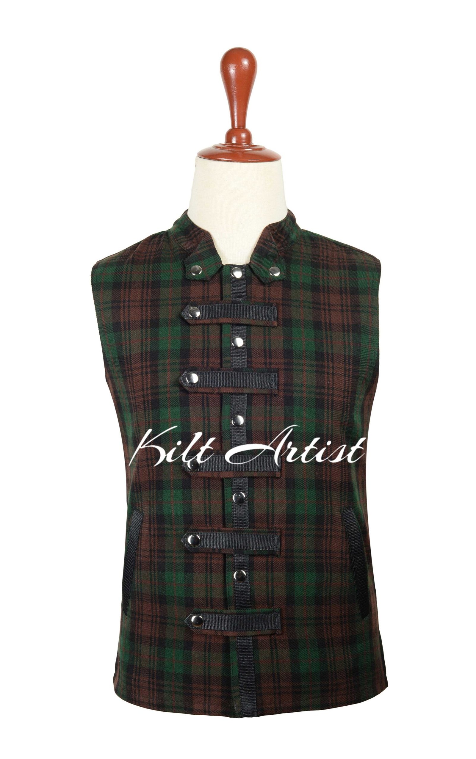 Brown Watch Tartan Punk Rock Vest