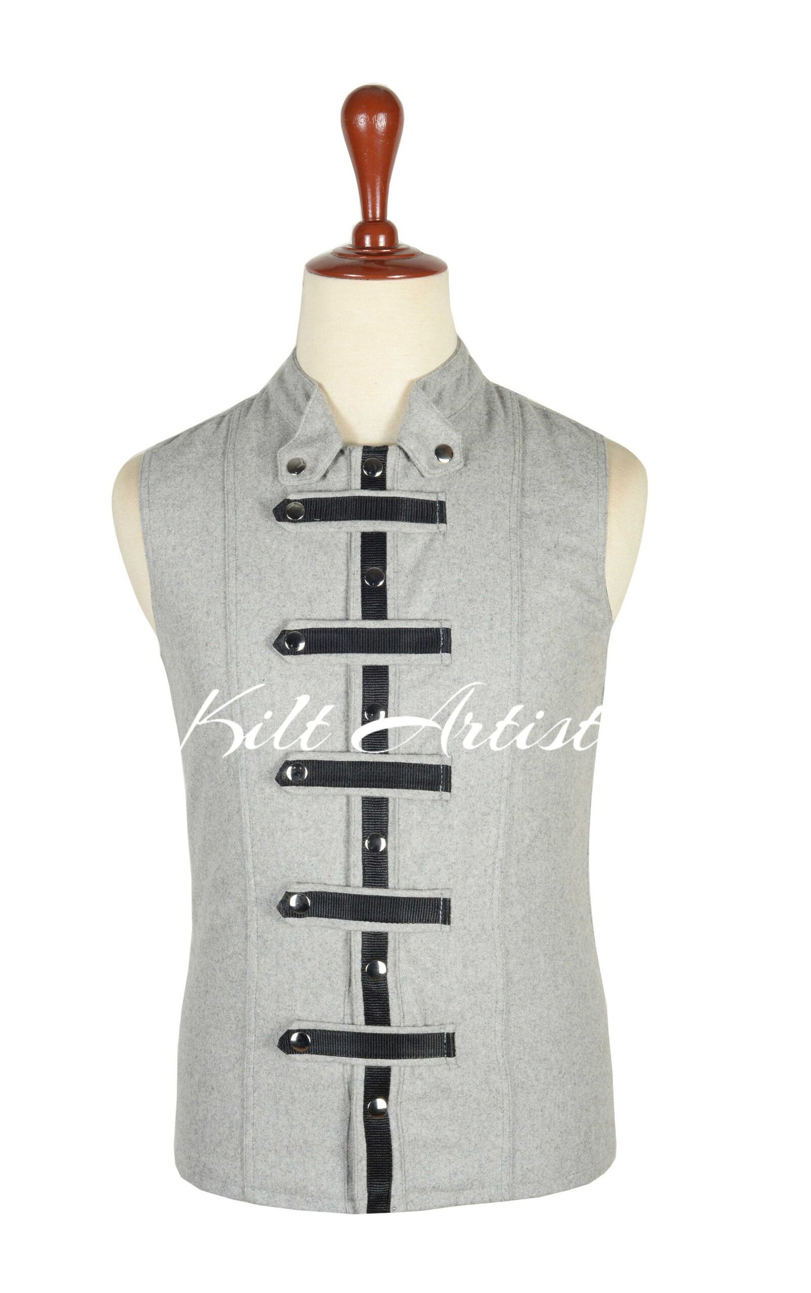 Gray Wool Punk Rock Waistcoat