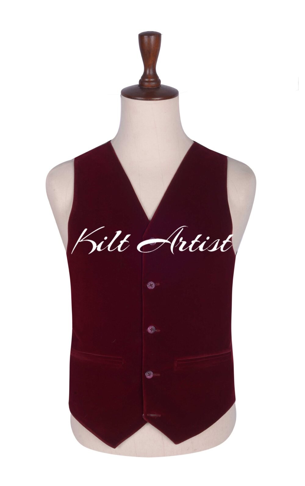 Red Vine Velvet Waistcoat for Men