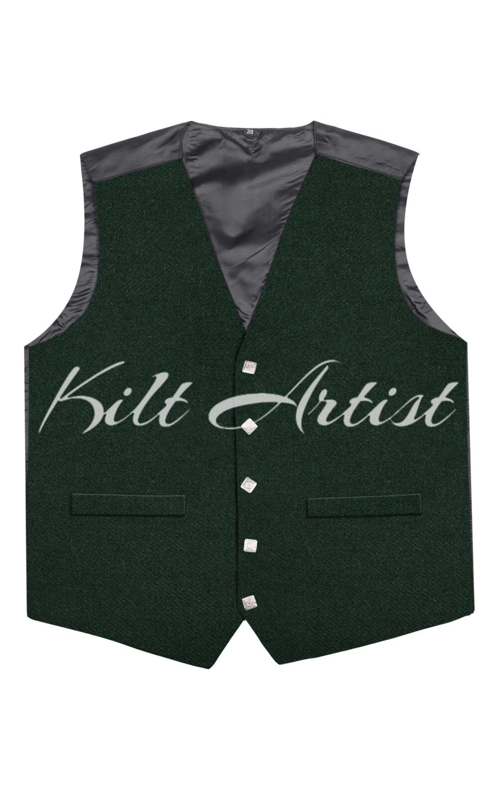 Solid Green Tartan Argyll Waistcoat
