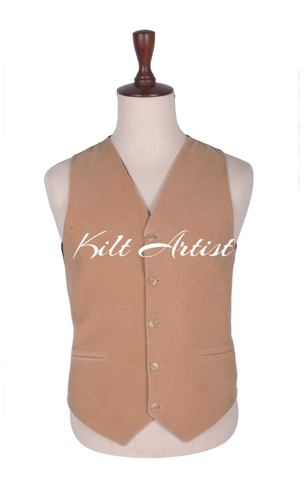 Tan Velvet Waistcoat for Men