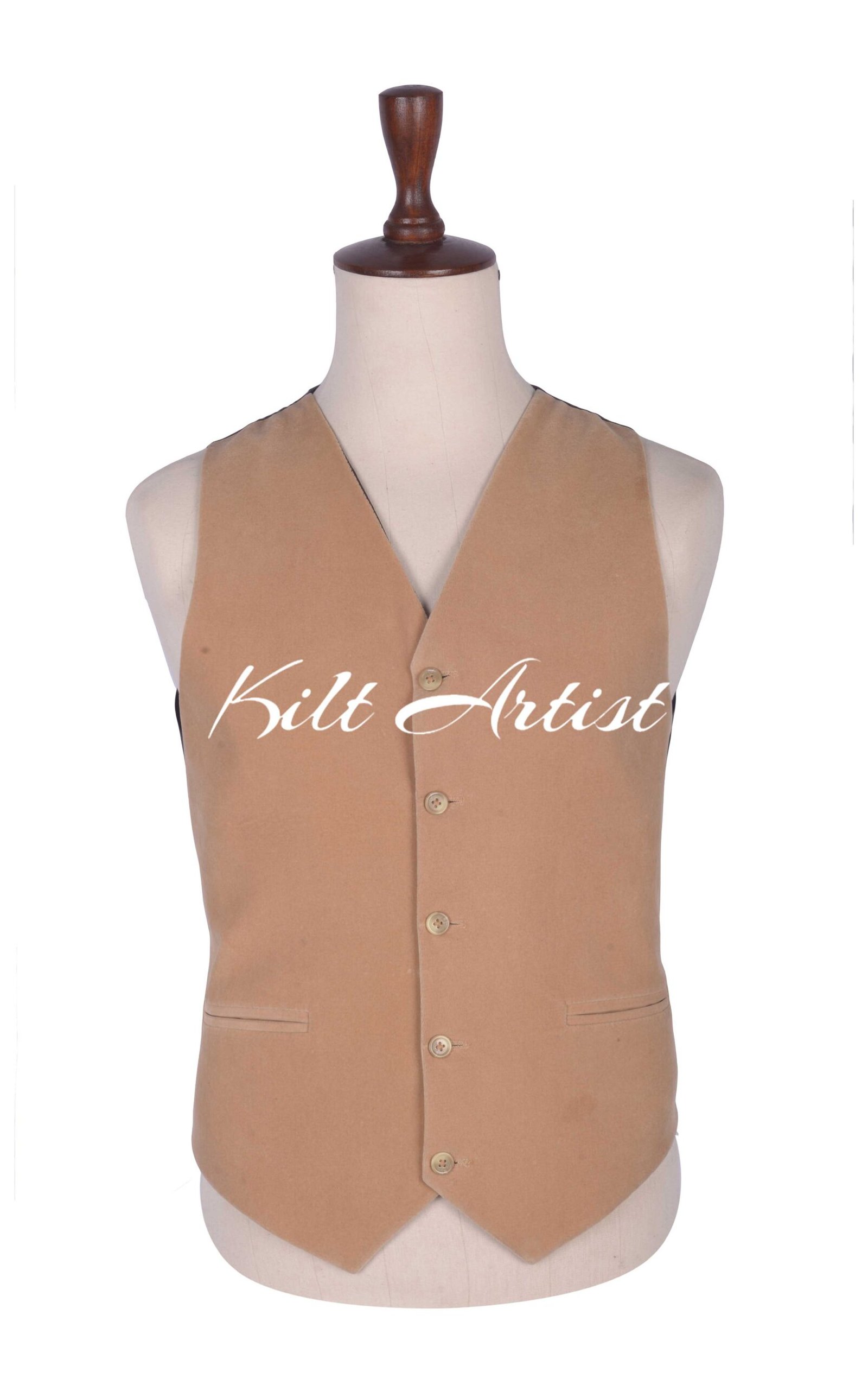 Tan Velvet Waistcoat for Men