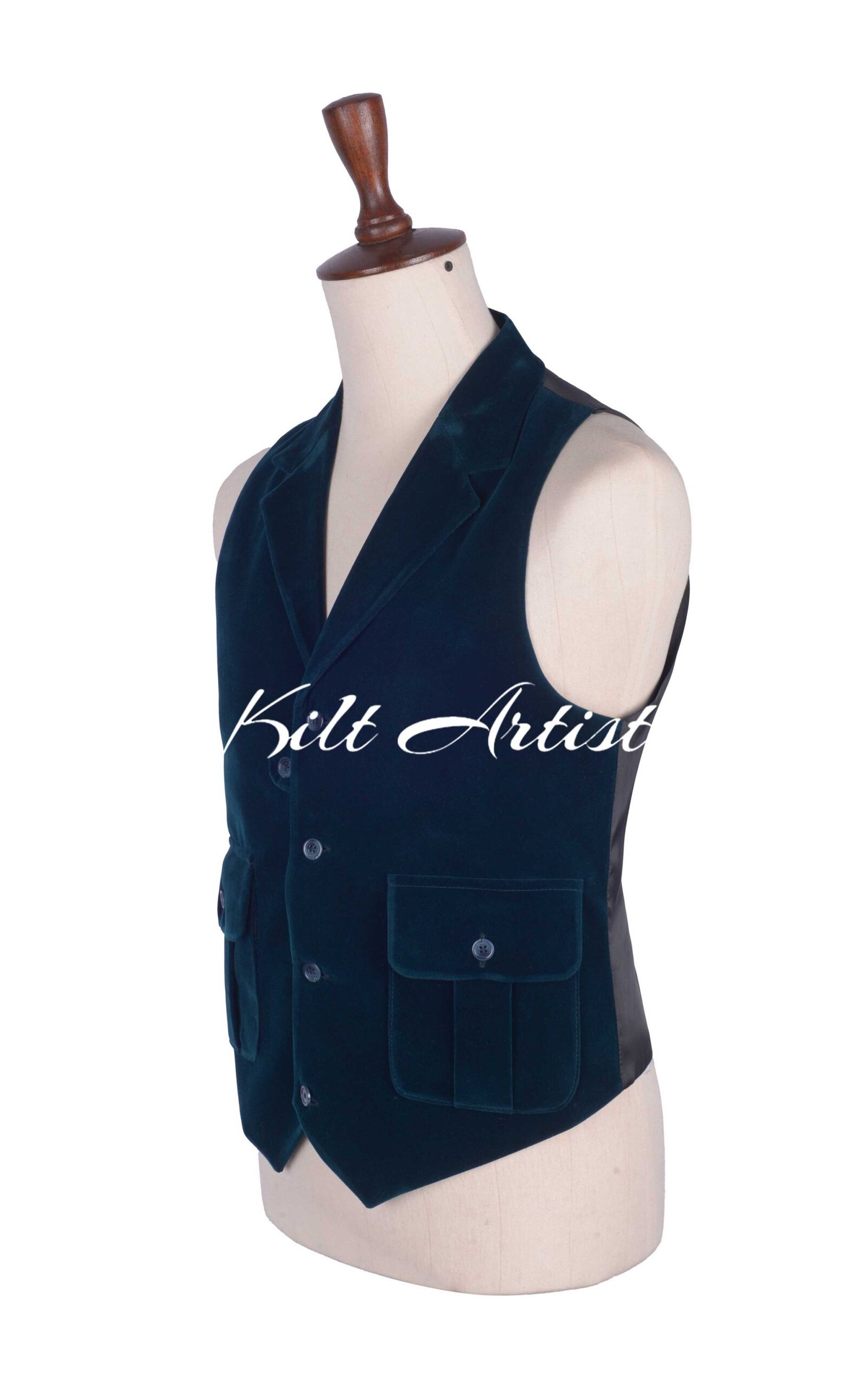 Torquise Blue Velvet Waistcoat