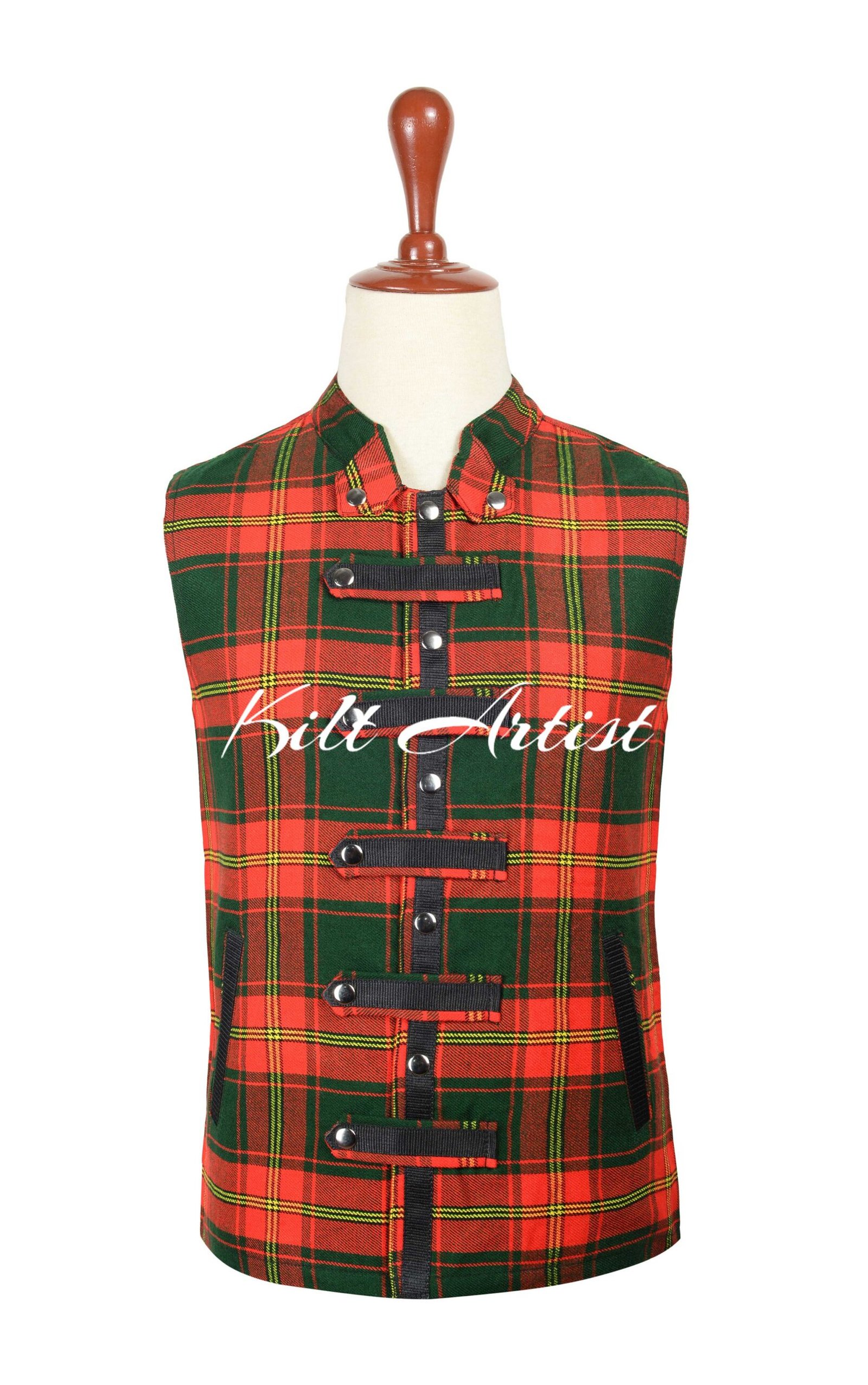 Ulster Red Tartan Punk Rock Waistcoat